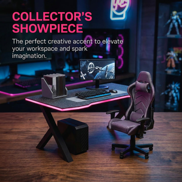 Didiseaon Miniatur-Gaming-Schreibtisch Und Puppenhaus-computerstuhl, Massstab 1:12, Mini-möbelmodell