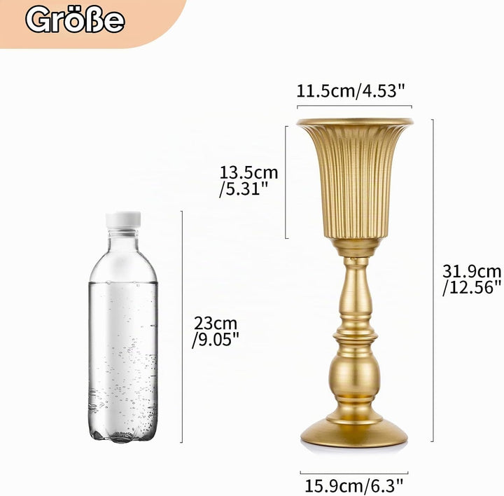 NUPTIO 2 Stück Geblühte Metall Trompetenvase Elegante Vase mit Mittelstücken für Hochzeitsfeiern, 31