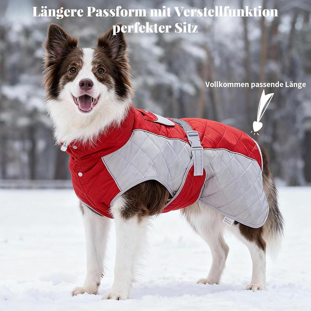 Hundemantel mit reflektierendem Design, Winddicht und wasserdicht, verdickter Kragen für Windschutz,