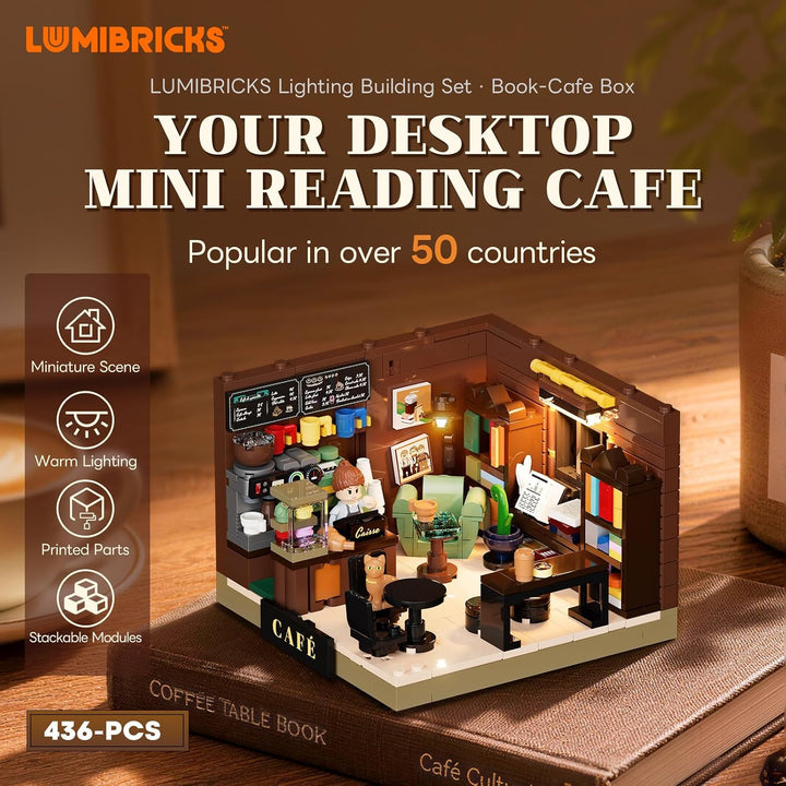 Lumibricks Book-Café Beleuchtetes Klemmbaustein-Set | Lumibricks Book-Café Beleuchtetes Klemmbaustei