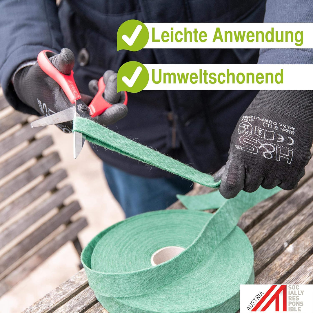 Gards® Baumanbinder 2er Set – Vliesband – Gartenschnur, 25 Meter, atmungsaktiv, luftdurchlässig, wit