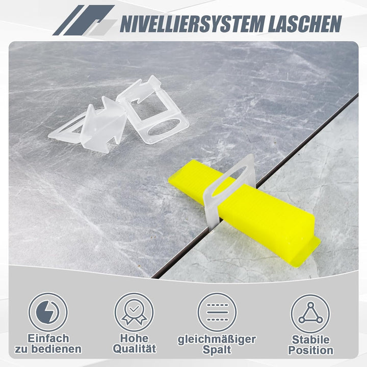 1000 Stück Standard Laschen Fugenbreite 1.5mm, Nivelliersystem Fliesen Nivellierhilfe Zuglaschen Fug