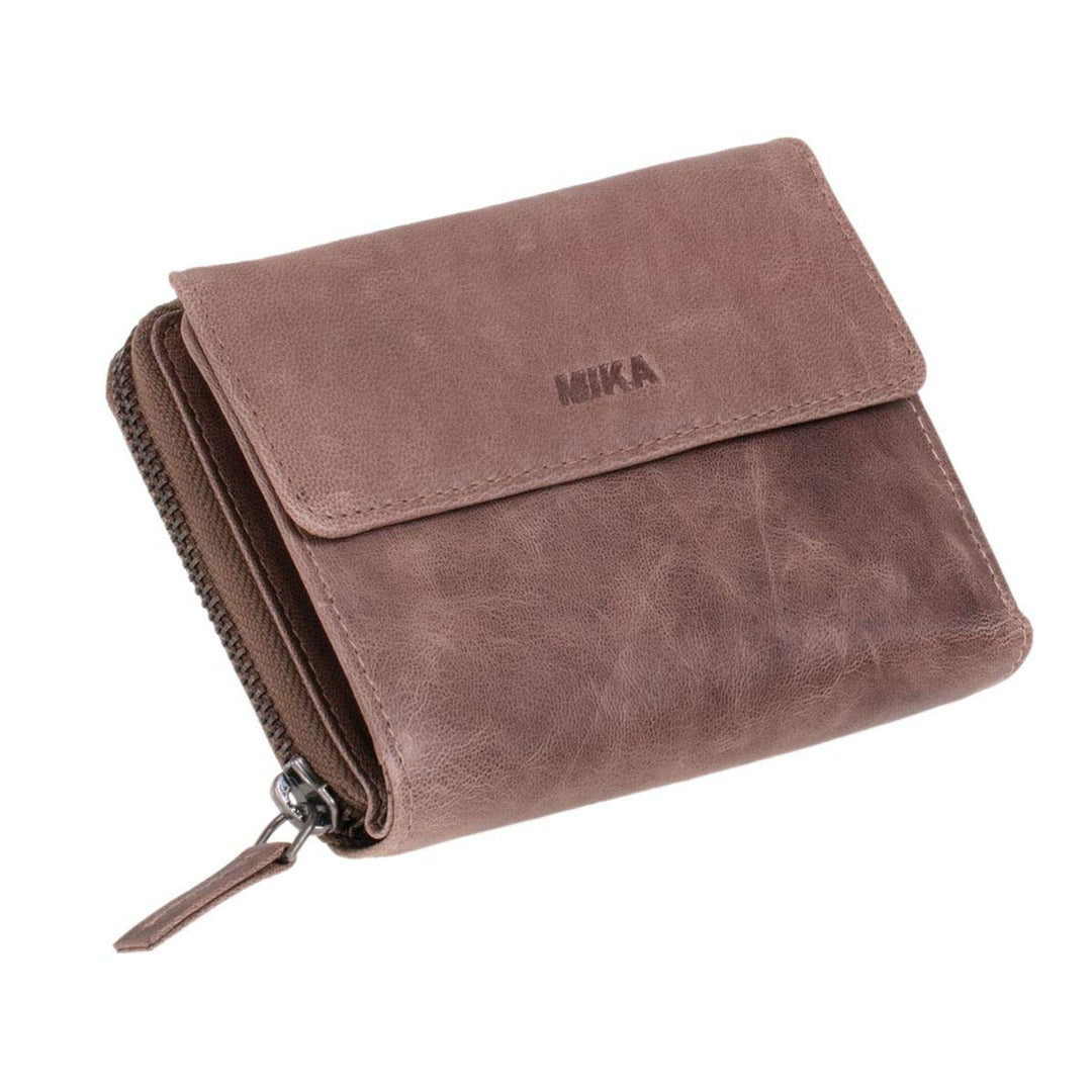 MIKA 42170 - Damengeldbörse aus Echt Leder, Portemonnaie im Hochformat, Geldbeutel mit 9 Kartenfäche