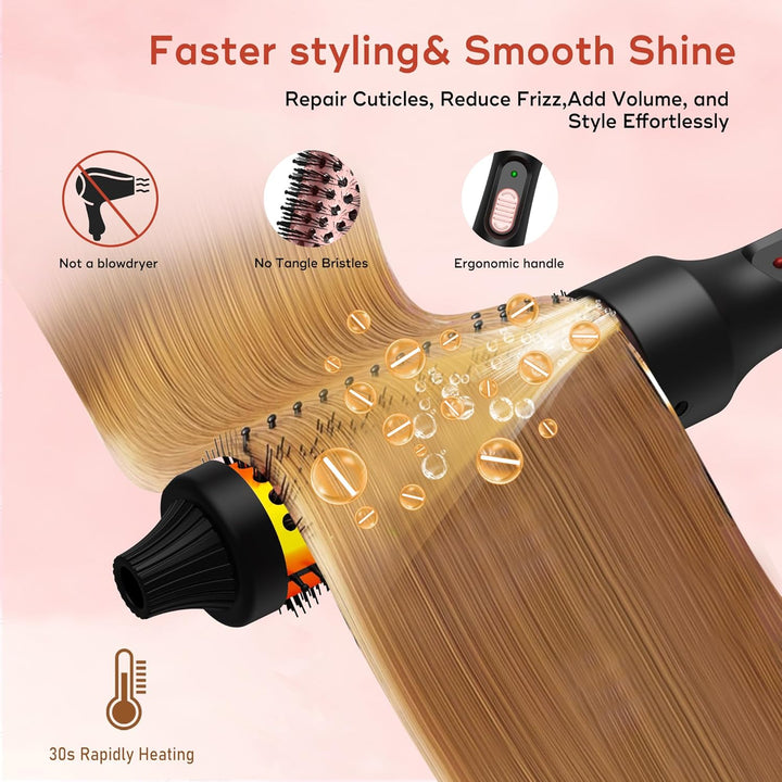 Thermal Brush 3 in 1, Thermobürste Wärmebürste 32mm, UKLISS Rundbürste 200℃, Lockenbürste Double Spa
