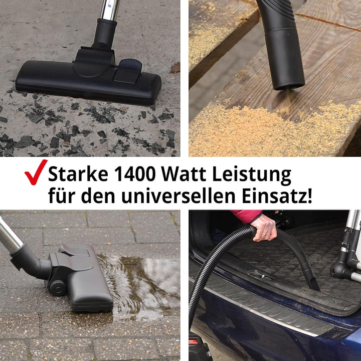 Hecht Nass und Trockensauger – starker Industriestaubsauger mit Steckdose – Einschaltautomatik – 35
