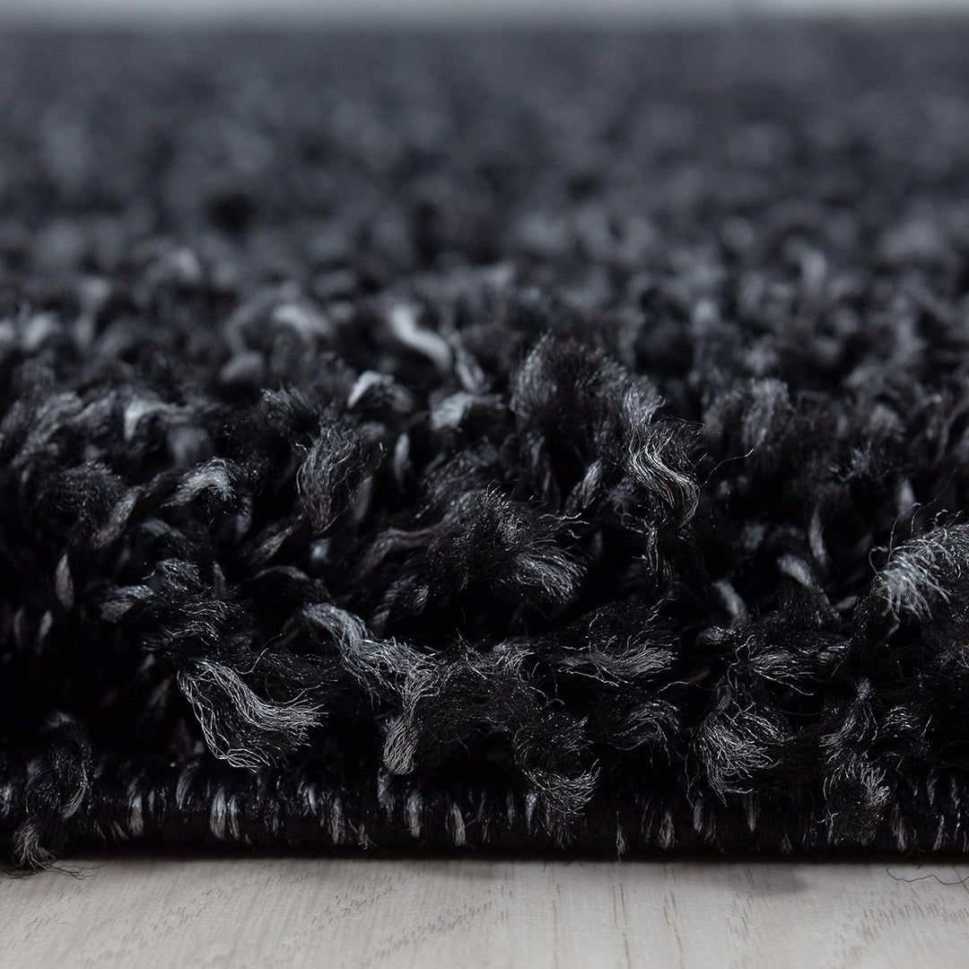 Teppium Hochflor Teppich Wohnzimmer Shaggy 120 cm Rund Anthrazit - Flauschiger Teppich Extra Weich,