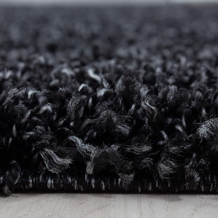 Teppium Hochflor Teppich Wohnzimmer Shaggy 120 cm Rund Anthrazit - Flauschiger Teppich Extra Weich,
