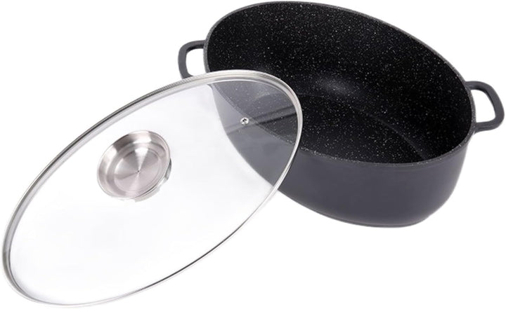 Alu Guss Oval Bräter ø38cm Induktion Topf Schmortopf Marmorbeschichtung