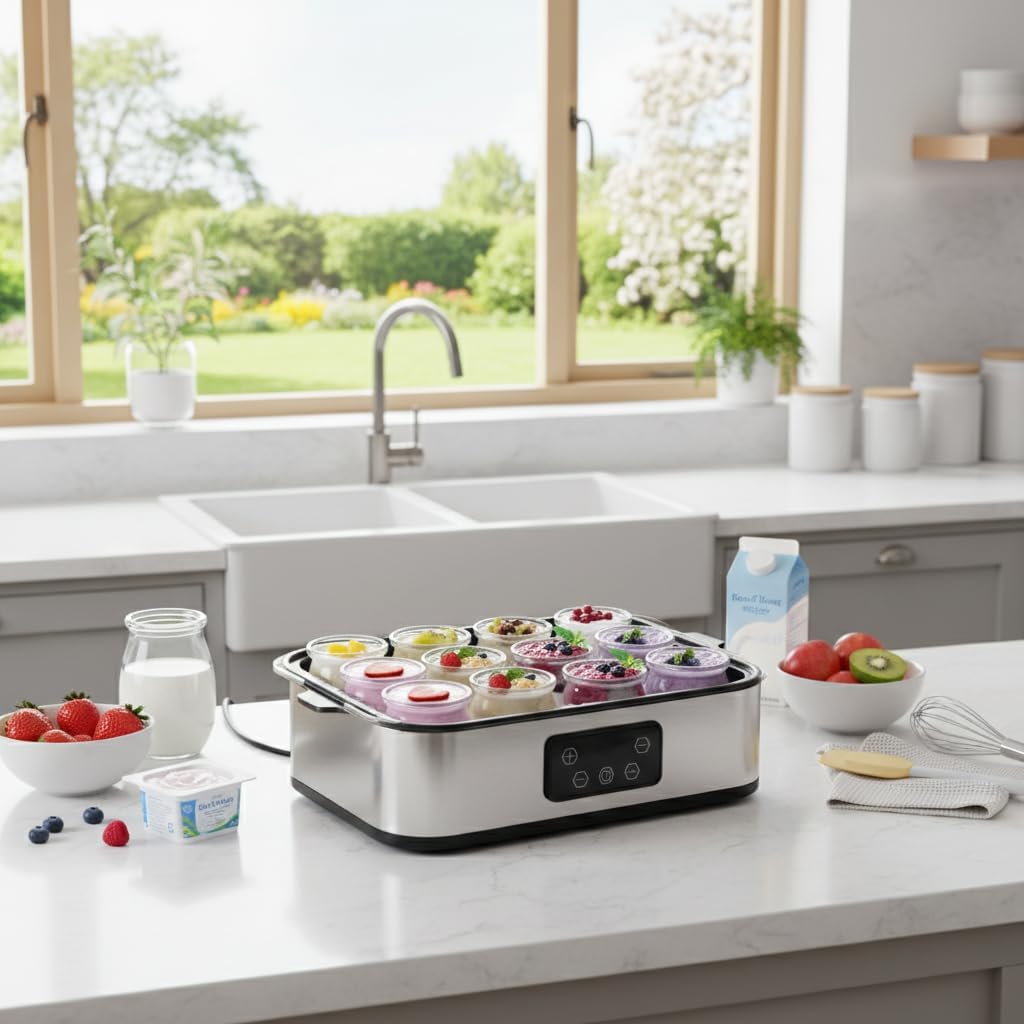 Joghurtbereiter, Automatischer Digitaler Joghurt Maker, Griechischer Joghurtmaschine mit Temperatur-