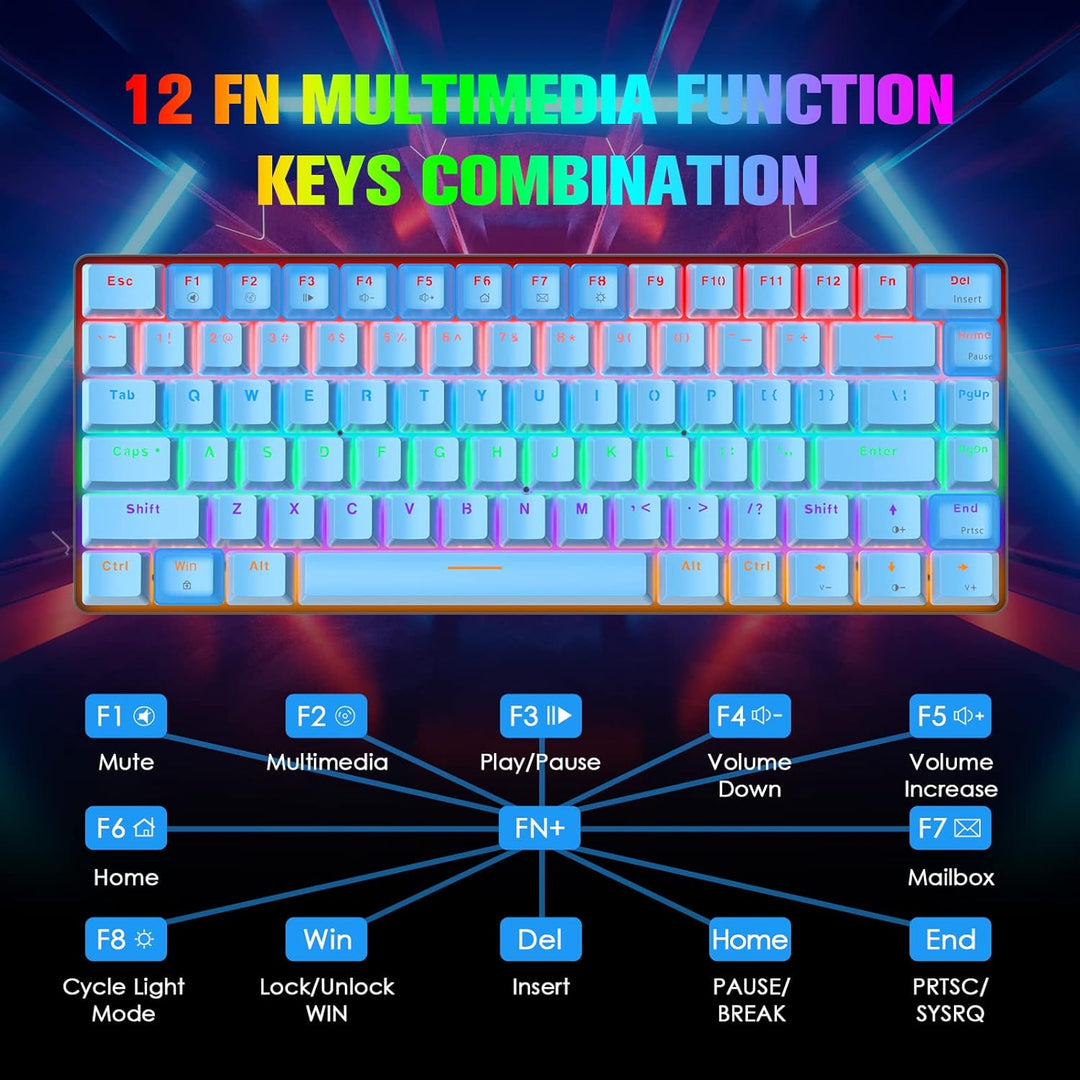 82 Tasten Kabelgebundene Gaming Mechanische Tastatur &amp; Adapter, 80% Rainbow LED Hintergrundbeleuchtu
