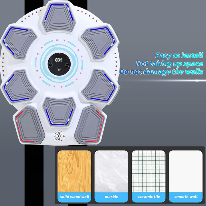 Music Boxing Machine für Erwachsene, Wandmontierte LED Licht Bluetooth Musikboxing Maschine Weiss-8
