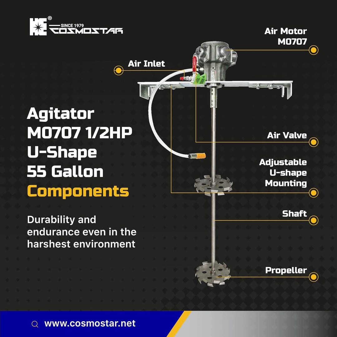 COSMOSTAR M0707 200/208 Liter Fass Einstellbarer U-förmiger pneumatischer Rührwerk