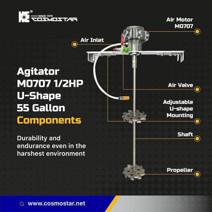 COSMOSTAR M0707 200/208 Liter Fass Einstellbarer U-förmiger pneumatischer Rührwerk