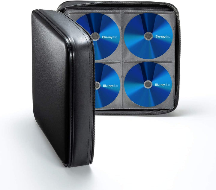 SANWA CD Tasche 320 Kapazität, Tragbare CD/DVD/Blu-ray Aufbewahrung mit Reissverschluss und Griff, H