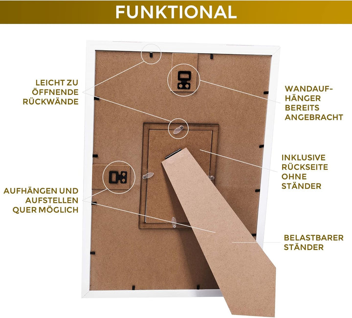 Jandiklee Gästebuch Holzrahmen inkl. Herzen aus Holz für Hochzeit, Taufe, Geburtstag (Fotorahmen run