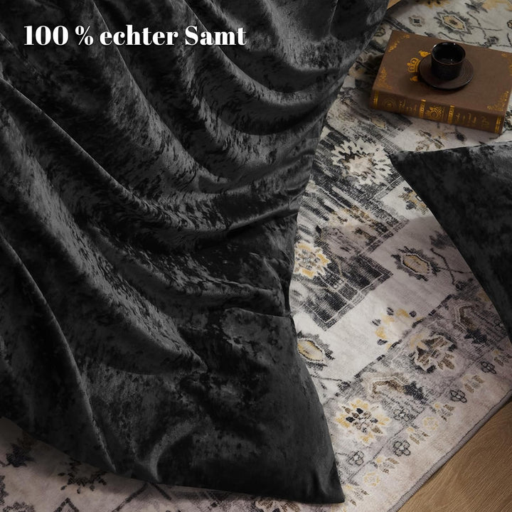 PHF Samt Bettwäsche 155x220, Luxus Flauschig Bettwäsche 155x220 cm mit 2er Kissenbezüge 80x80 cm, Ku