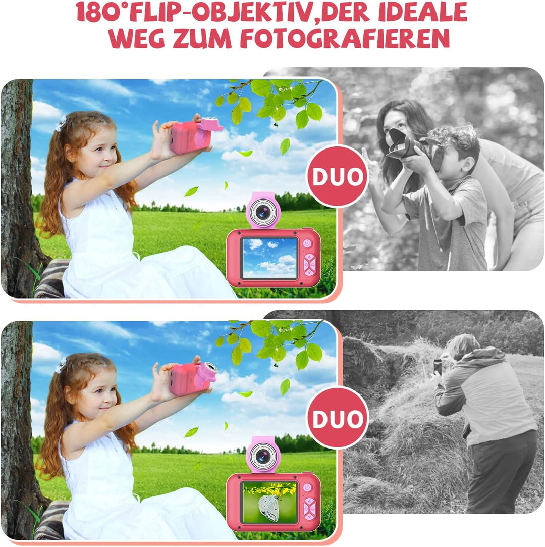ARNSSIEN Digitalkamera für Kinder Kamera,2,4" IPS Kinderkamera mit 180°Flip | 1080P videokamera &amp; Se