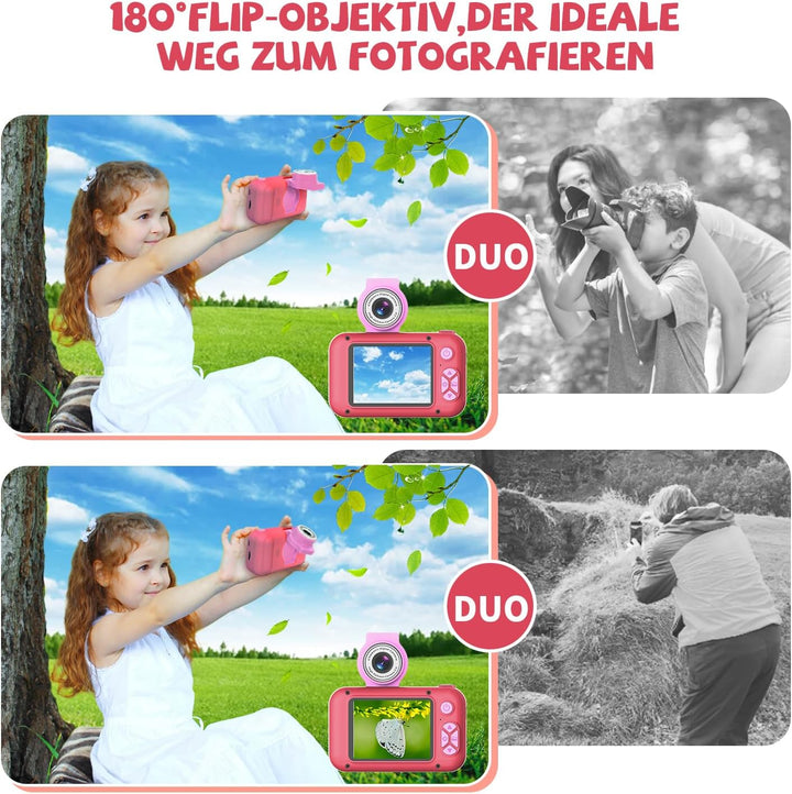 ARNSSIEN Digitalkamera für Kinder Kamera,2,4" IPS Kinderkamera mit 180°Flip | 1080P videokamera &amp; Se