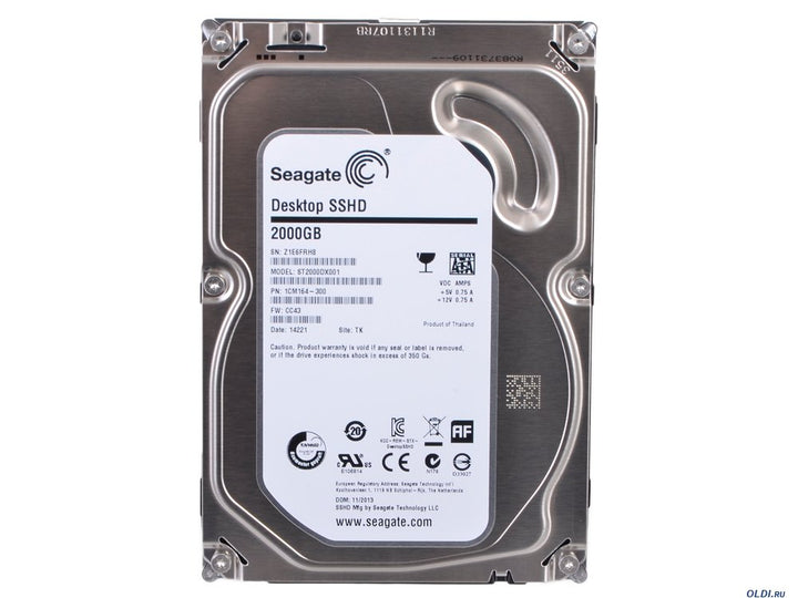 Seagate Desktop SSHD 2TB, interne Hybrid-Festplatte; 3,5", 7200rpm; 64MB Cache, SATA III - ST2000DX0