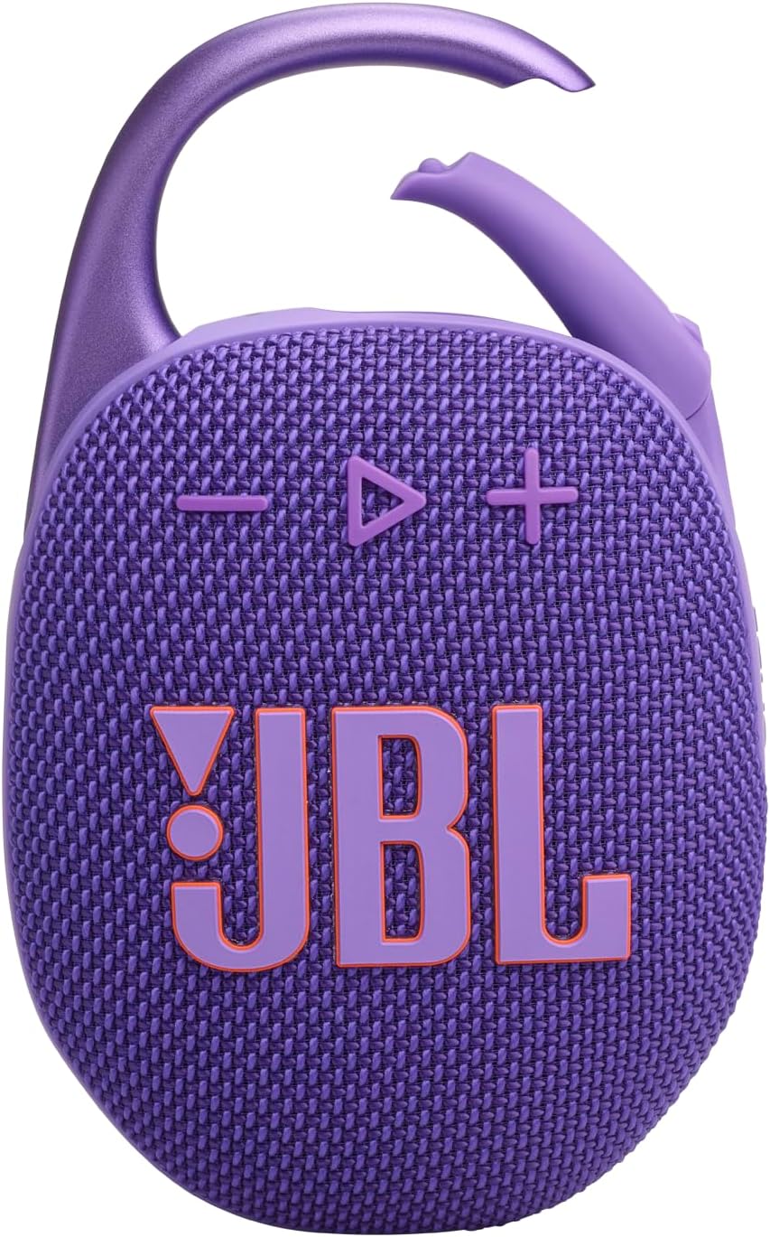 JBL Clip 5 in Lila – Tragbare Bluetooth-Lautsprecher-Box mit JBL Pro Sound, tiefem Bass und Playtime