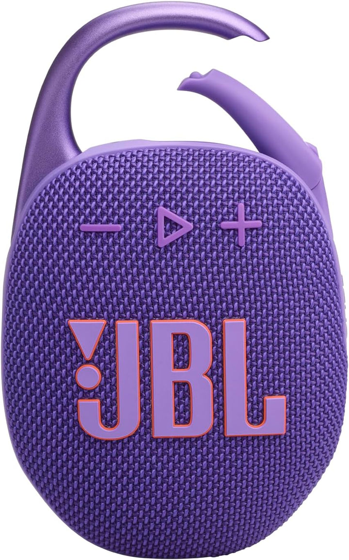 JBL Clip 5 in Lila – Tragbare Bluetooth-Lautsprecher-Box mit JBL Pro Sound, tiefem Bass und Playtime