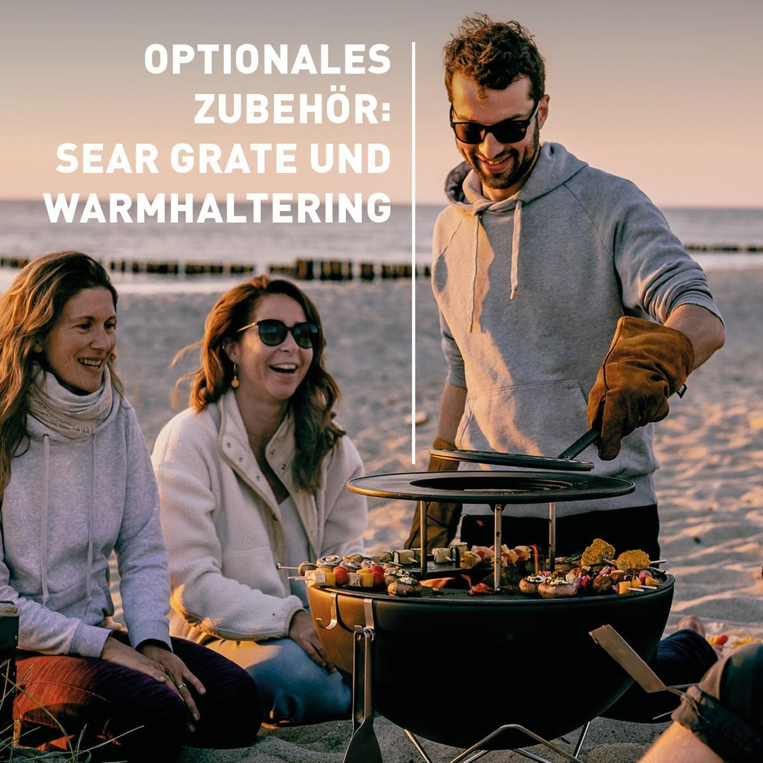 höfats - Bowl 57 Plancha Set hoch - raucharme Verbrennung - Feuerstelle und Plancha Grill - kippbare
