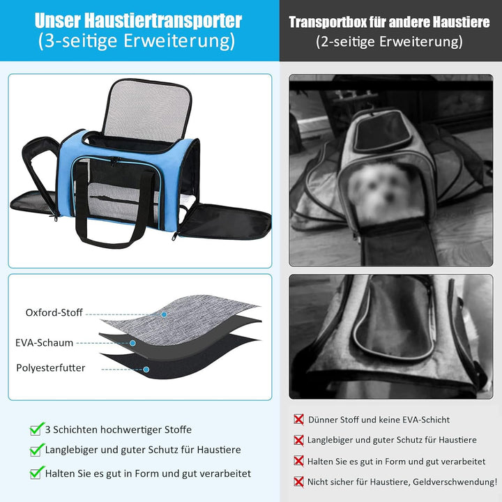 TOFFCAEA Transporttasche für Katze Hund, Hundetransportbox, Faltbare Katzentransportbox, tragbar, 5k