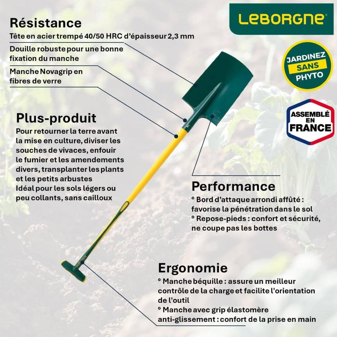 LEBORGNE - BECHE A REBORD - 28 CM MANCHE POMME NOVAGRIP - 305283