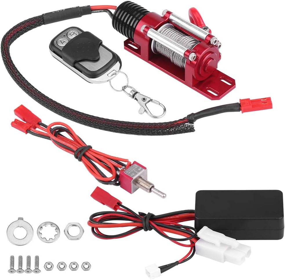 Dilwe RC Winch, 1/10 Elektro-Metallmodellfahrzeug-Crawler-Autozubehör mit Fernbedienung, Elektrische
