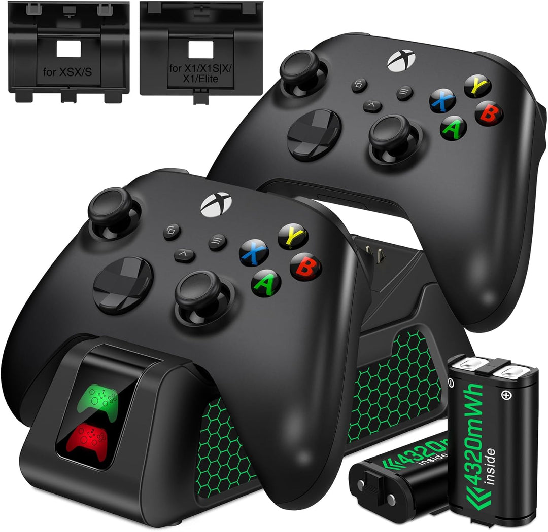 Wiederaufladbar Akku für Xbox Controller mit Ladestation, Akku Pack für Xbox Serie X/S/Xbox One/One
