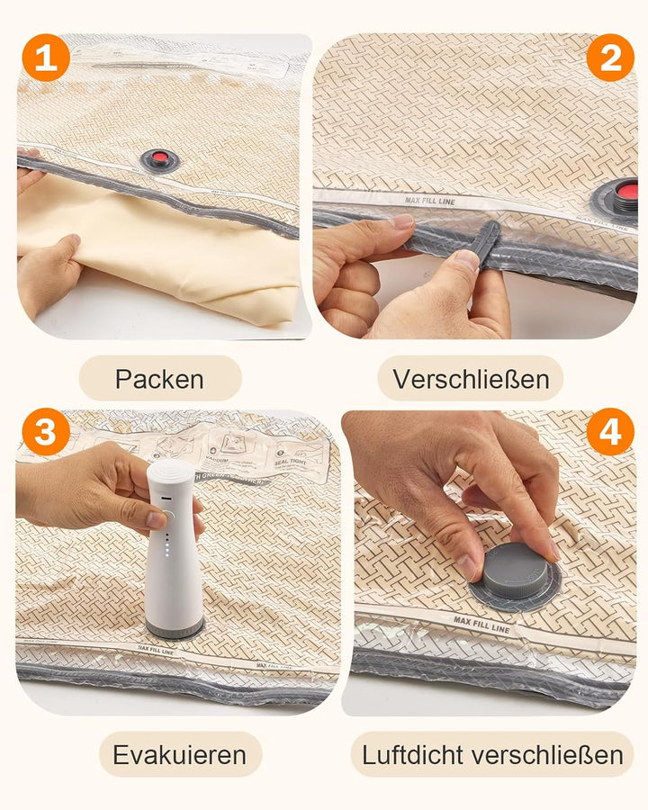 Anpro Vakuumbeutel für kleidung mit Kabellose Vakuumpumpe, 15 Stück Vakuumierbeutel Wasserdichte Wie