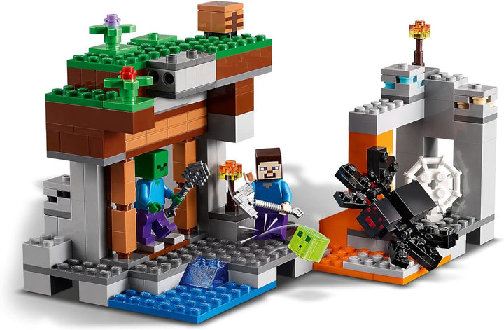 LEGO Minecraft Die verlassene Mine Bauset, Zombiehöhle mit Figuren: Schleim, Steve und Spinne 21166