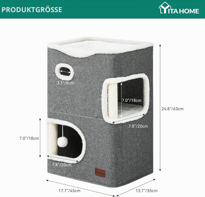 YITAHOME Katzenhaus Indoor, Katzenbett für Indoor-Katzen, Katzentonne, Katzenhöhle, Kratzbaum Klein,