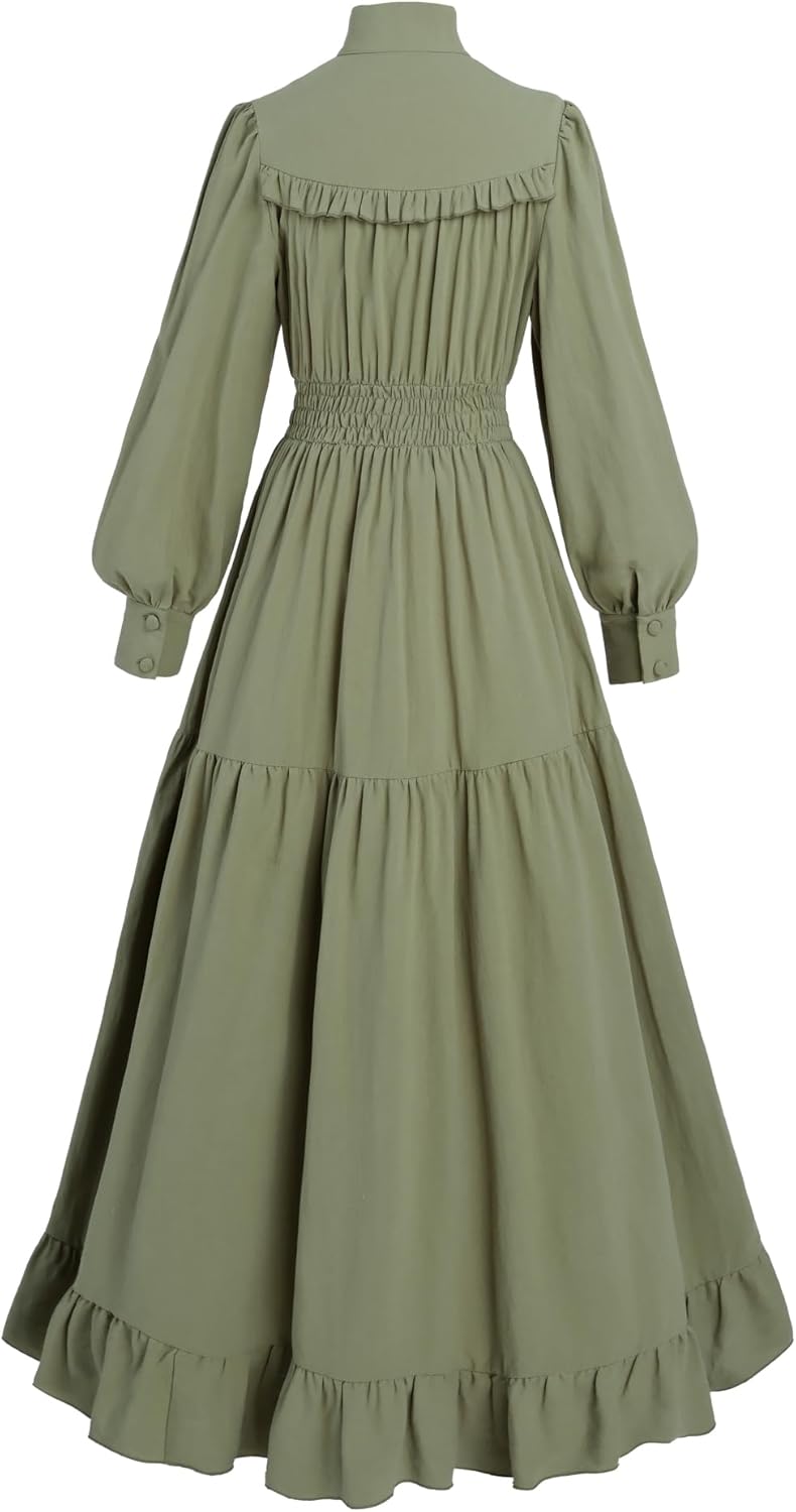 FCCAM Renaissance Kleid Mittelalter Kleidung Damen Vintage Kleider Damen Kleid Langarm Viktorianisch