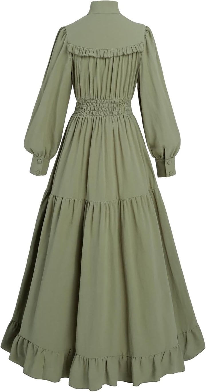 FCCAM Renaissance Kleid Mittelalter Kleidung Damen Vintage Kleider Damen Kleid Langarm Viktorianisch