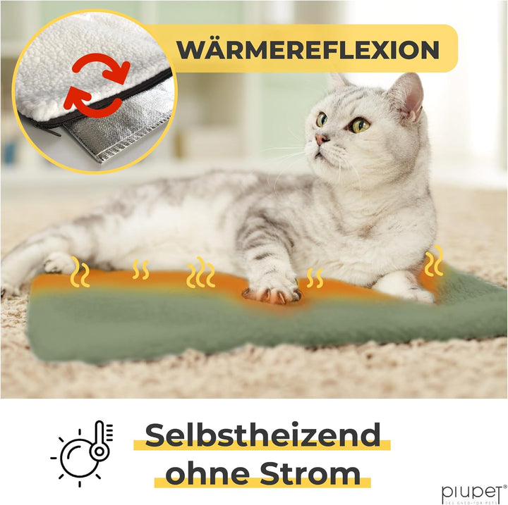 PiuPet® Selbstheizende Katzendecke I 60x45cm I Heizdecke ohne Strom I Katzen Wärmedecke I Heizdecke