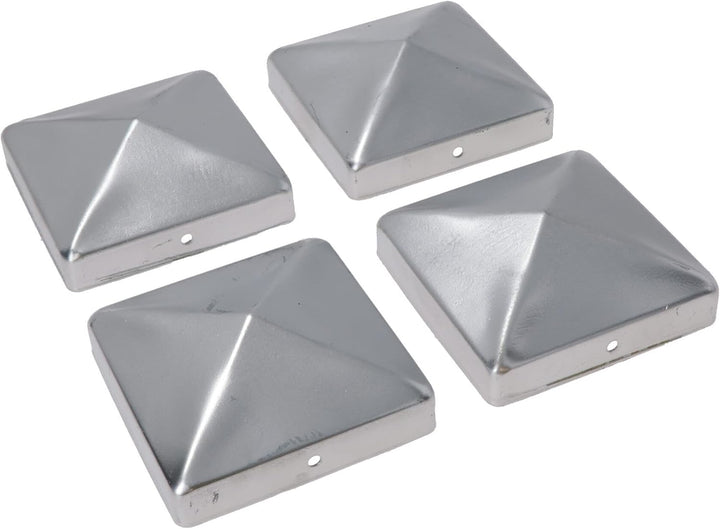 Zaunpfostenkappen aus Metall für Zaunpfosten, 75 mm x 75 mm, Schutzabdeckung, Silber, 16 Stück 16 x