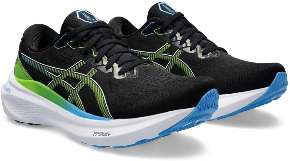 ASICS Kayano 30 Man Running Shoes Blue White 42 EU Black Electric Lime, 42 EU Black Electric Lime