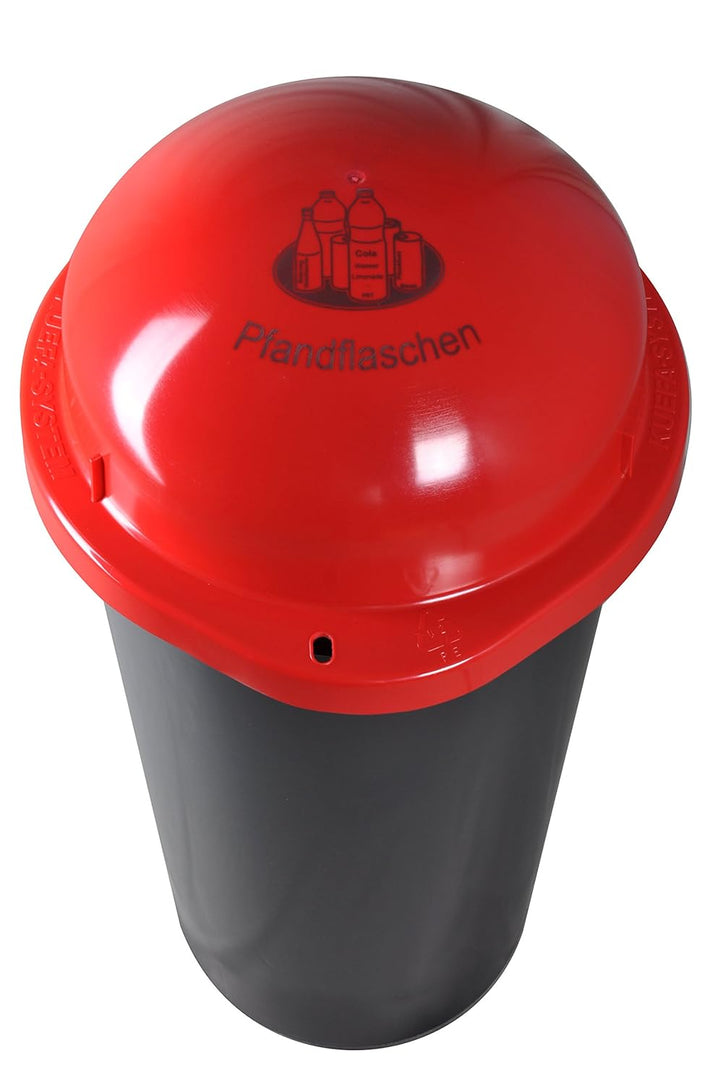 KUEFA HD-LA 60 Liter Mülleimer, Müllsackständer mit Laserbeschriftung (Rot, Pfandflaschen) und Befes