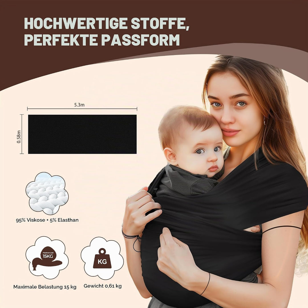 Tragetuch Baby Neugeboren, Baby Tragetuch Neugeborene aus Weicher Baumwolle, Belastbar Bis 15 kg, Sc