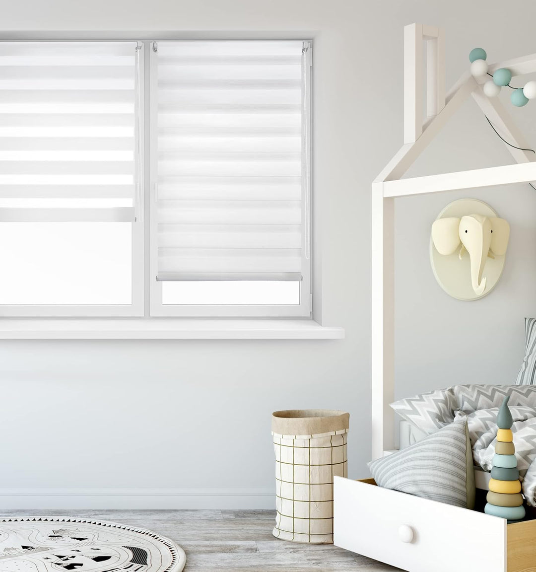 Blindecor - Indus doppelrollo klemmfix ohne bohren - duo rollo klemmfix Weiss - 100 x 220 cm (Breite
