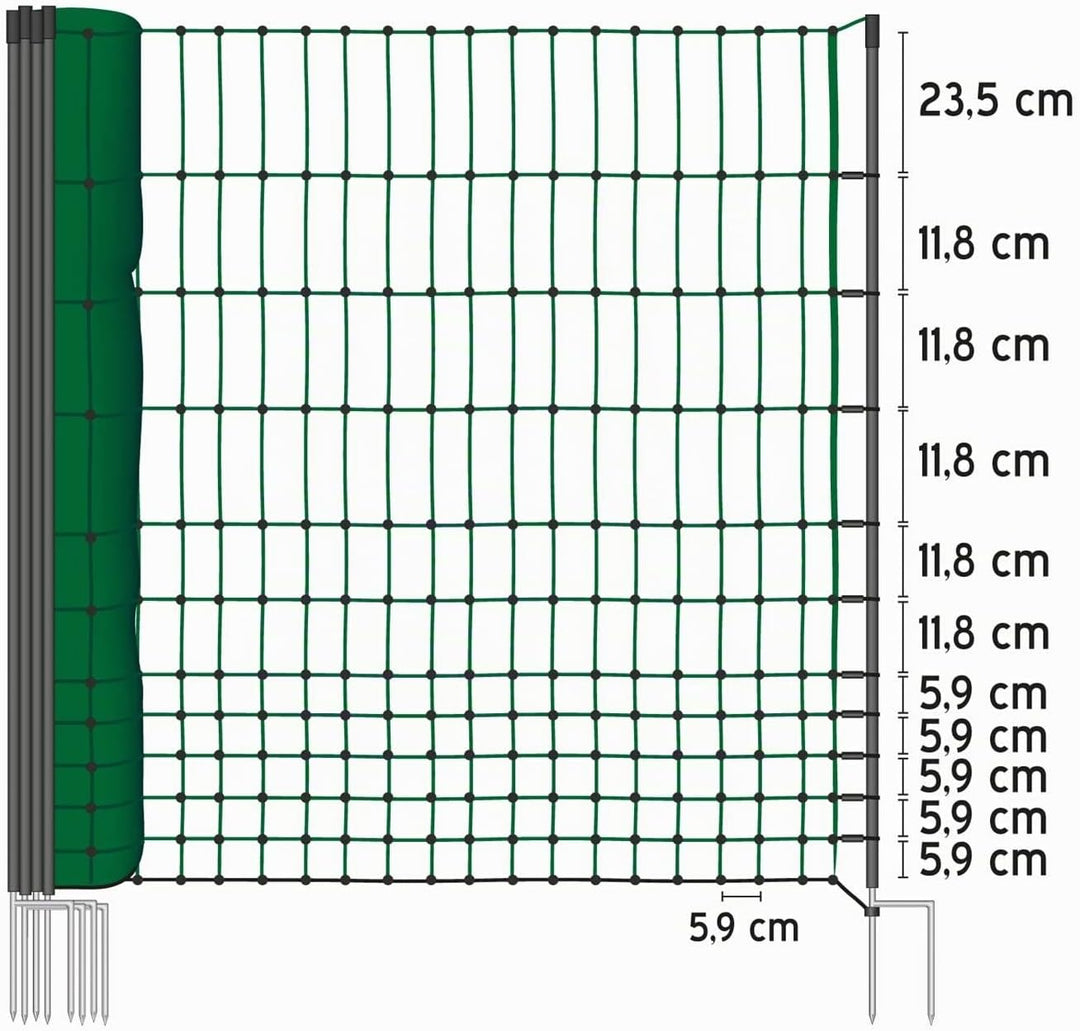 VOSS.farming 25m Geflügelnetz Classic 112 cm Netzhöhe, Hundenetz, Katzennetz, Gartensicherung, Weide