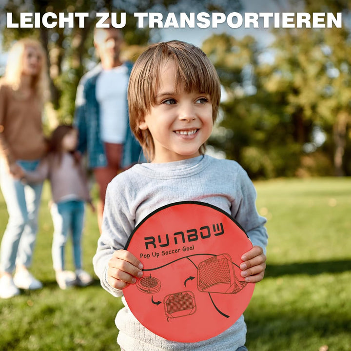 100 x 67 cm Kinder Fussballtor mit Tragebeutel, tragbares Pop-up-Fussballnetz für Hinterhoftraining,