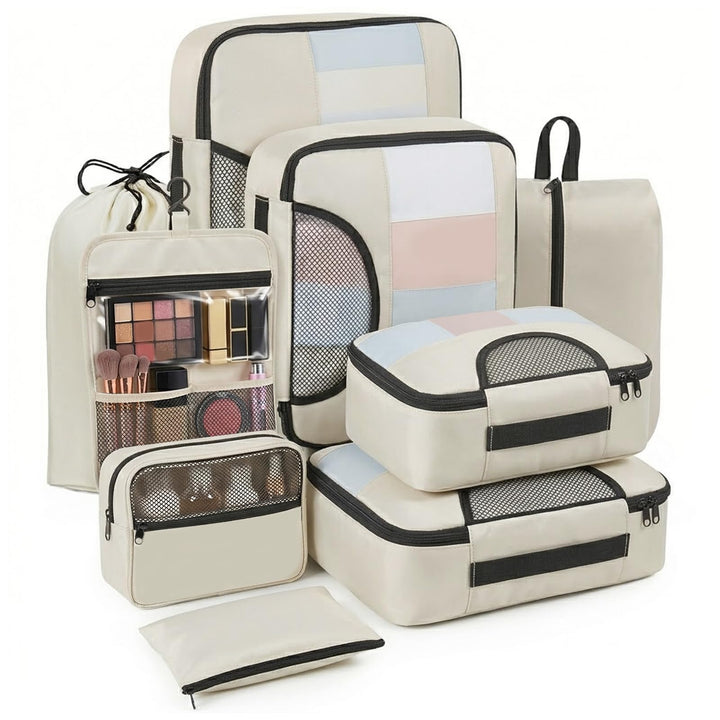 Koffer Organizer Set 8-teilig aus 800D Oxford Stoff,Packwürfel Reissfest &Wasserdicht, Packing Cubes
