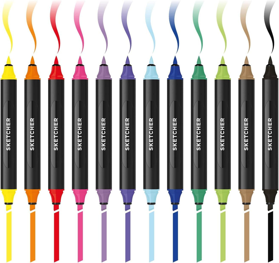 Molotow Sketcher Twinmarker Main Kit 1 (Brush Tip &amp; 3mm Keilspitze, farbintensive Aqua Pro Tinte, sc
