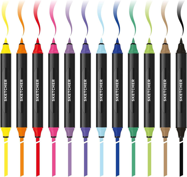 Molotow Sketcher Twinmarker Main Kit 1 (Brush Tip &amp; 3mm Keilspitze, farbintensive Aqua Pro Tinte, sc