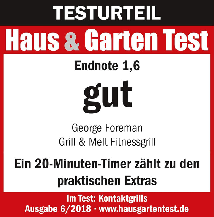 George Foreman 14525-56 Fitnessgrill Grill&amp;Melt, Kontaktgrill, Panini- und Sandwichgrill, 26,5 x 16
