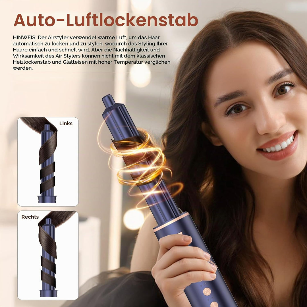 Air Styler 7 in 1 Hairstyler Föhn Ionen Foldable 110,000RPM mit Warmluftbürste, Stylingbürsten, Lock