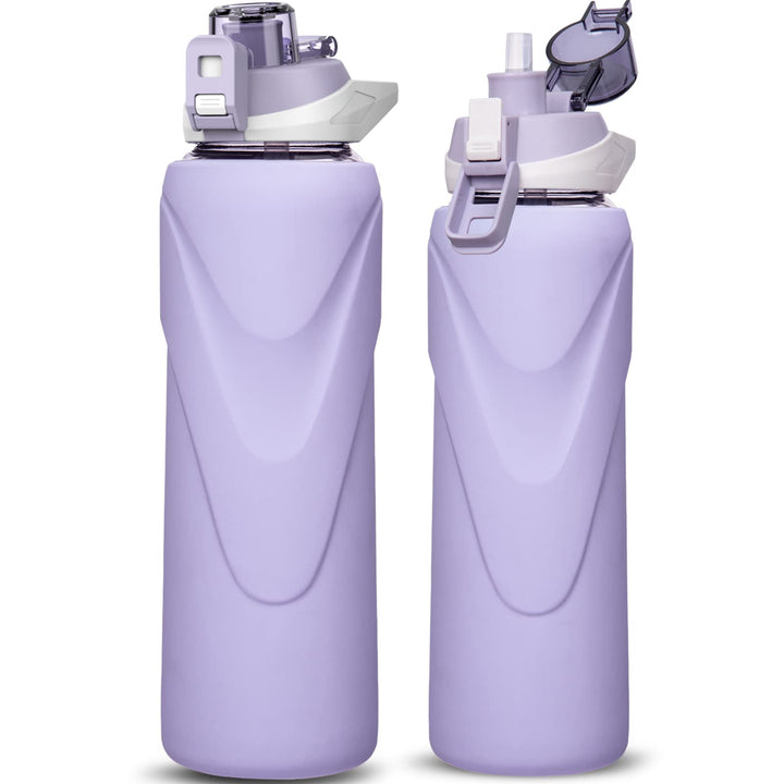 DEARRAY 1l Sport Trinkflasche Glas Flasche mit Strohhalm 1 liter auslaufsicher bpa frei Gym Wasserfl