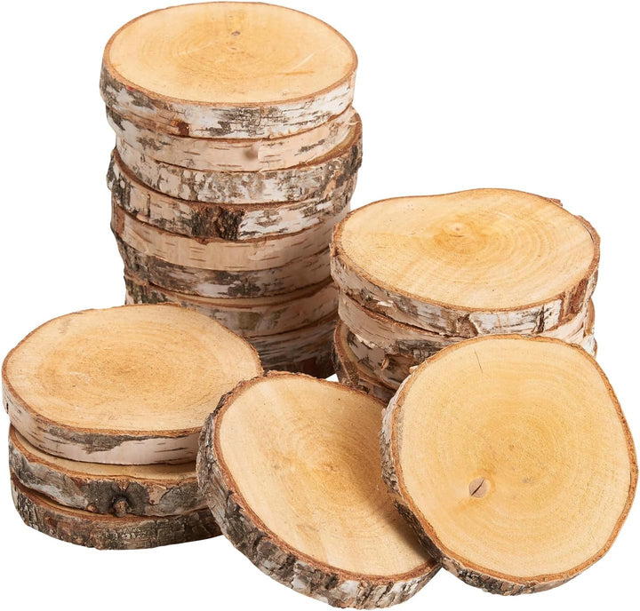 Kleine Holzscheiben 12 cm zum Holz-Deko Basteln - 20 Stk. runde EU Birkenholz Baumscheiben 20 Ø 12 -